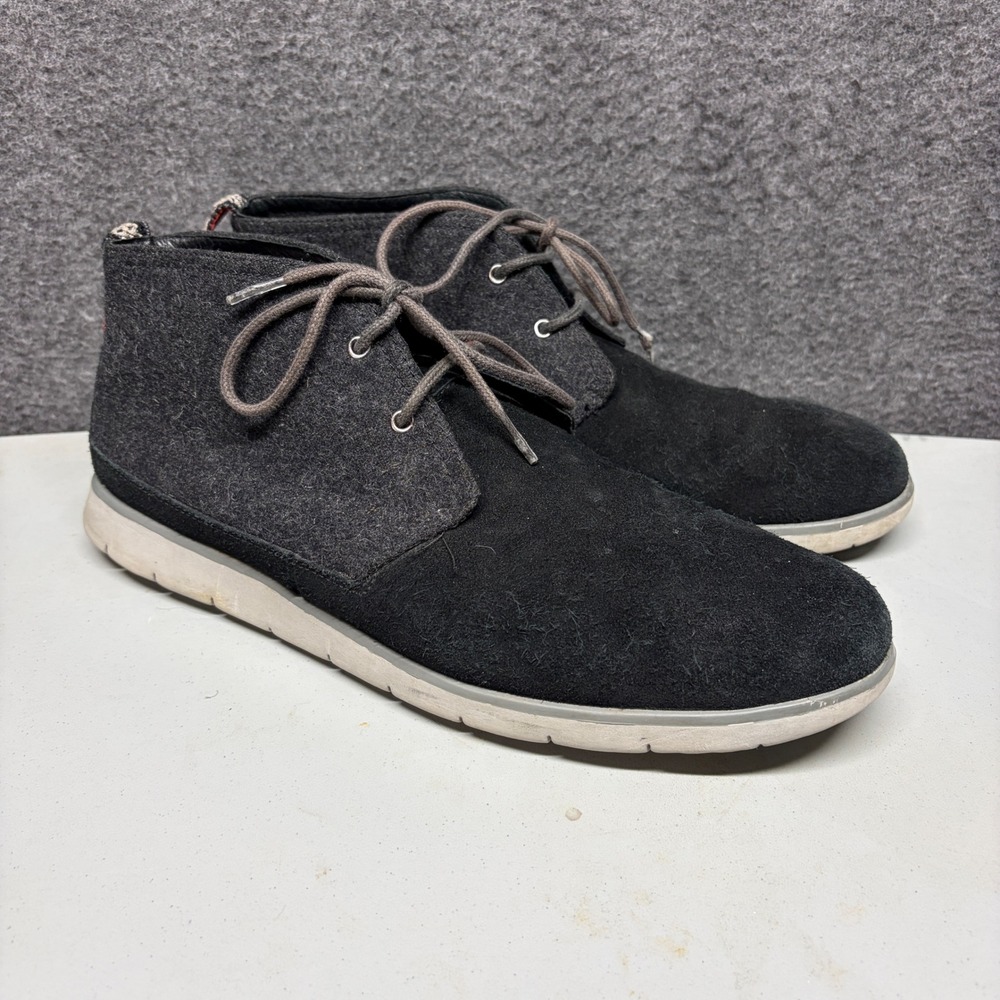 UGG Mens Feli Hyperweave Suede Wool Chukka Boots Black 1018442 Size 14